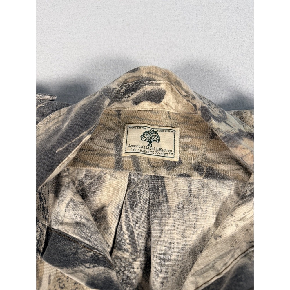 Mens VTG Mossy Oak Shirt Mens LARGE? Brown Camo Chamois Flannel Button Up READ - Picture 3 of 7